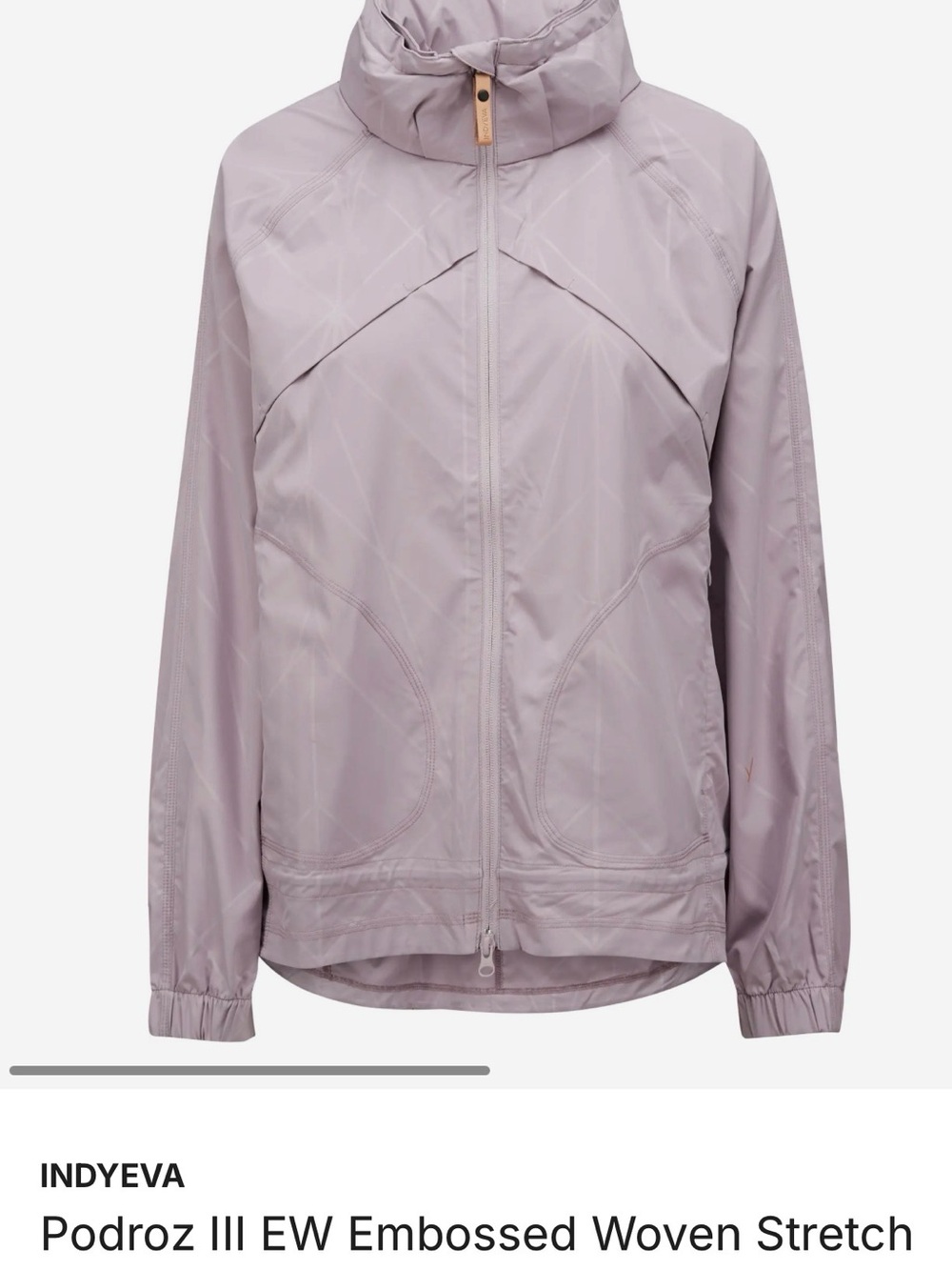 Indyeva Light Gray Hooded Jacket with Mustard Leather Pull